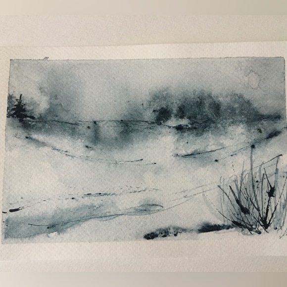 Hand Crafted Other - Watercolor winter landscape